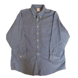 Brooks Brothers Madison 17.5 33 Gingham Blue  Supima Cotton Dress Shirt